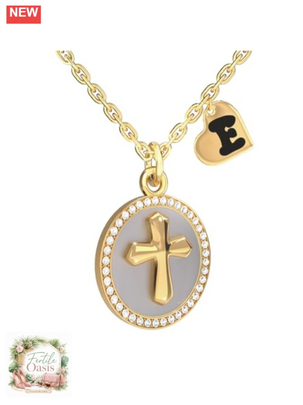 14K Gold Plated Initial Pendant Necklace with Cubic Zirconia, Personalized